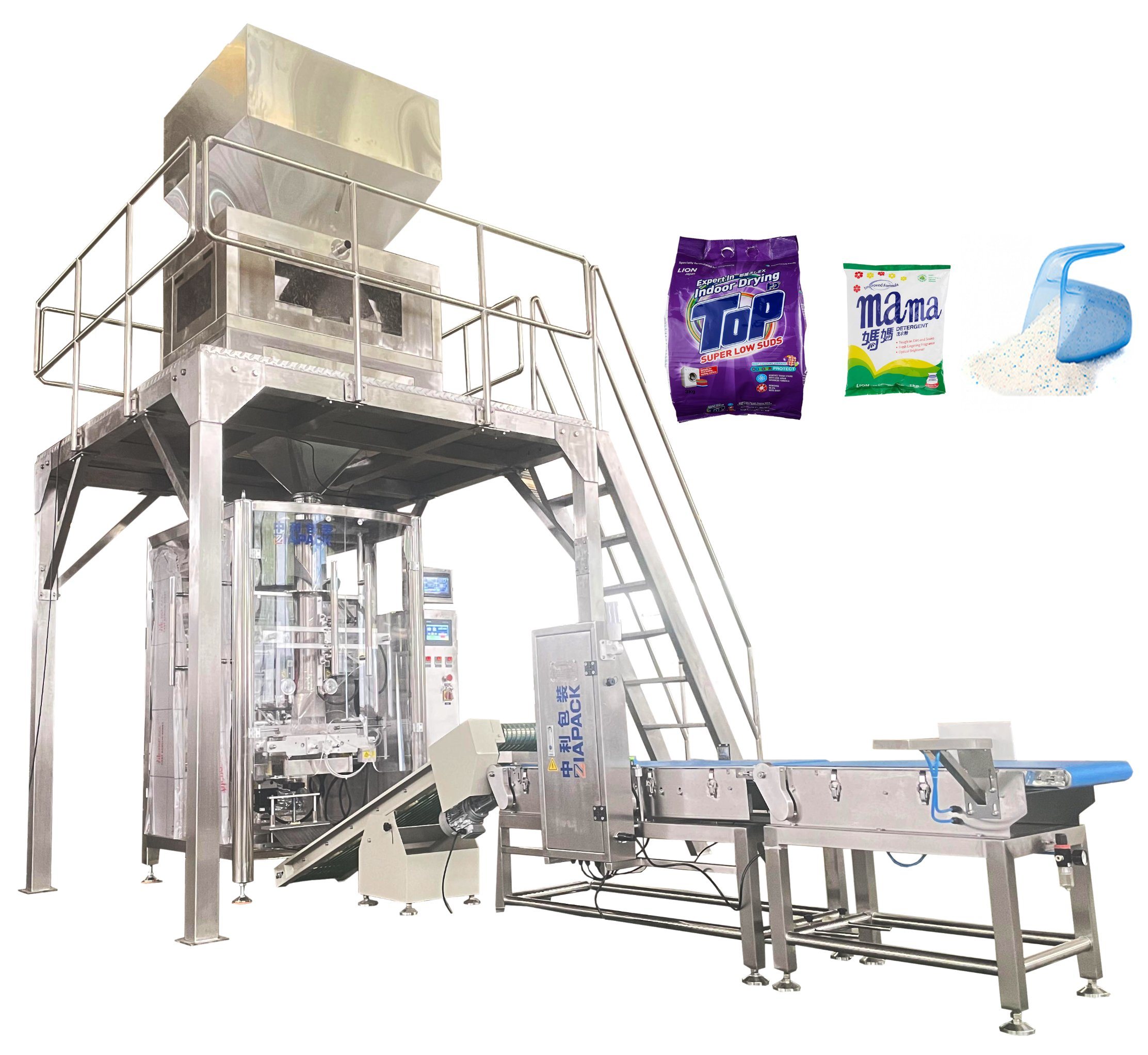 Мулти-функционална Vffs Вертикална автоматска машина за пакување (пакување) за прашок за перење